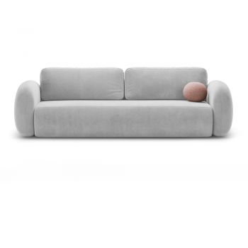 Canapea gri deschis extensibilă/cu spațiu de depozitare cu tapițerie din catifea 262 cm Tonale – Cosmopolitan Design