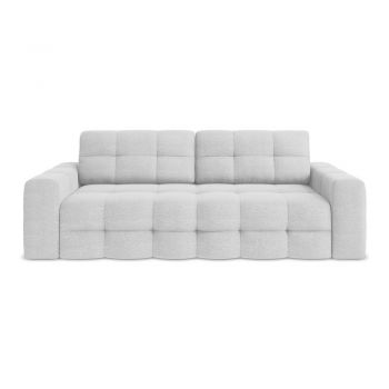 Canapea gri deschis extensibilă cu tapițerie din țesătură bouclé 255 cm Milu – Makamii