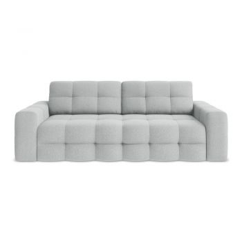 Canapea gri deschis extensibilă cu tapițerie din țesătură bouclé 255 cm Milu – Makamii