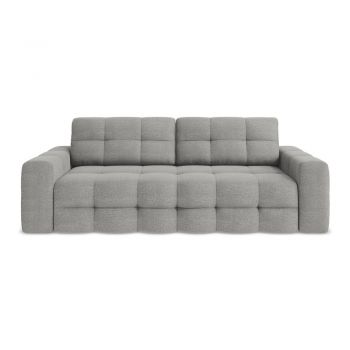 Canapea gri extensibilă cu tapițerie din țesătură bouclé 255 cm Milu – Makamii