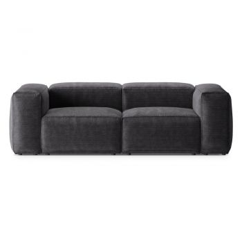 Canapea gri închis cu tapițerie din catifea reiată 224 cm Bergano – Cosmopolitan Design