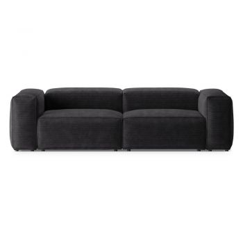 Canapea gri închis cu tapițerie din catifea reiată 264 cm Bergano – Cosmopolitan Design