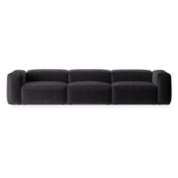 Canapea gri închis cu tapițerie din catifea reiată 364 cm Bergano – Cosmopolitan Design