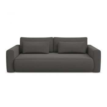 Canapea gri închis extensibilă/cu spațiu de depozitare cu tapițerie din catifea 238 cm Kapua – Makamii