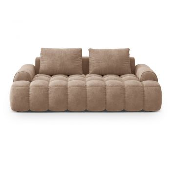 Canapea maro deschis cu tapițerie din catifea 200 cm Linz – Cosmopolitan Design