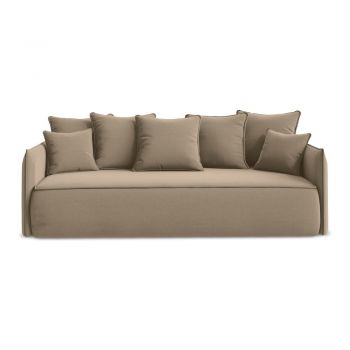 Canapea maro deschis extensibilă/cu spațiu de depozitare cu tapițerie din catifea 225 cm Hula – Makamii