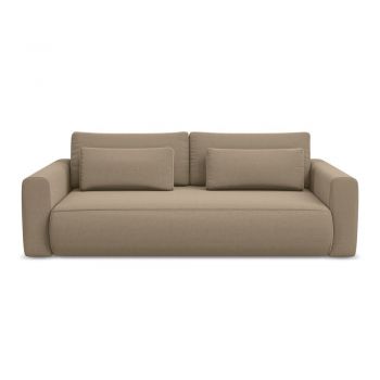 Canapea maro deschis extensibilă/cu spațiu de depozitare cu tapițerie din catifea 238 cm Kapua – Makamii