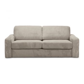 Canapea maro deschis extensibilă cu tapițerie din catifea reiată 195 cm Nona – Makamii