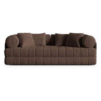 Canapea maro extensibilă cu tapițerie din catifea 206 cm Kemi – Cosmopolitan Design