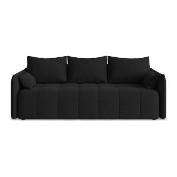 Canapea neagră extensibilă/cu spațiu de depozitare 225 cm Moku – Makamii