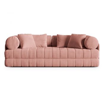 Canapea roz extensibilă cu tapițerie din catifea 206 cm Kemi – Cosmopolitan Design