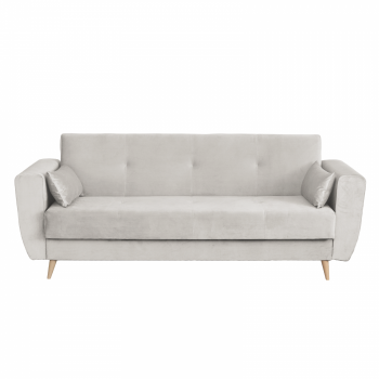 Canapea SIENA I extensibila, 3 locuri, cu arcuri si lada depozitare, bej deschis, 225x85x95 cm