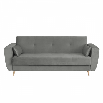 Canapea SIENA I extensibila, 3 locuri, cu arcuri si lada depozitare, gri deschis, 225x85x95 cm