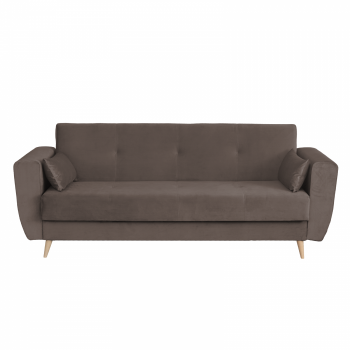 Canapea SIENA I extensibila, 3 locuri, cu arcuri si lada depozitare, maro, 225x85x95 cm