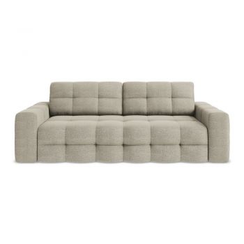 Canapea taupe extensibilă cu tapițerie din țesătură bouclé 255 cm Milu – Makamii