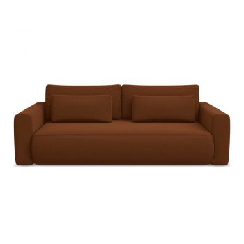 Canapea teracotă extensibilă/cu spațiu de depozitare cu tapițerie din catifea 238 cm Kapua – Makamii