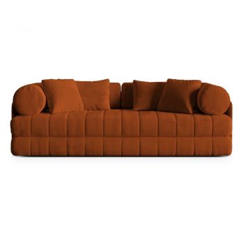 Canapea teracotă extensibilă cu tapițerie din catifea 206 cm Kemi – Cosmopolitan Design
