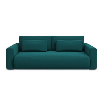 Canapea turcoaz extensibilă/cu spațiu de depozitare cu tapițerie din catifea 238 cm Kapua – Makamii