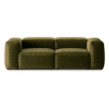 Canapea verde cu tapițerie din catifea reiată 224 cm Bergano – Cosmopolitan Design