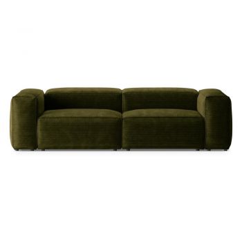 Canapea verde cu tapițerie din catifea reiată 264 cm Bergano – Cosmopolitan Design