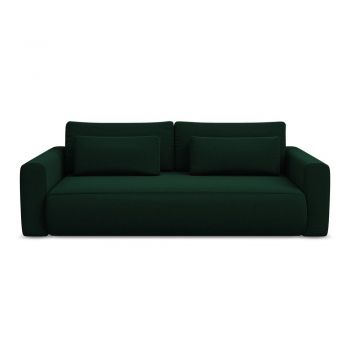 Canapea verde extensibilă/cu spațiu de depozitare cu tapițerie din catifea 238 cm Kapua – Makamii