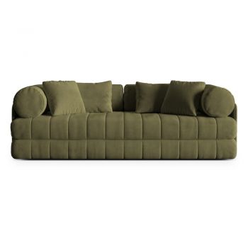 Canapea verde extensibilă cu tapițerie din catifea 206 cm Kemi – Cosmopolitan Design