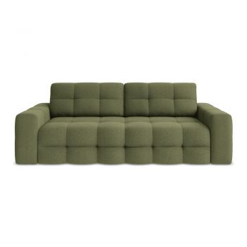 Canapea verde extensibilă cu tapițerie din țesătură bouclé 255 cm Milu – Makamii