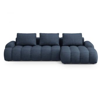 Colțar albastru închis extensibil/cu spațiu de depozitare (cu colț pe partea dreaptă/cu șezlong) Linz – Cosmopolitan Design