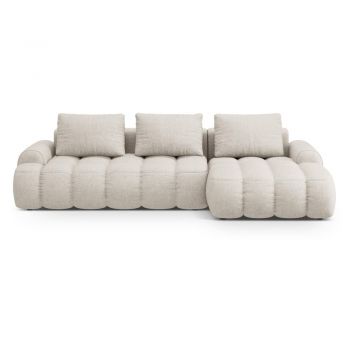 Colțar bej extensibil/cu spațiu de depozitare (cu colț pe partea dreaptă/cu șezlong) Linz – Cosmopolitan Design