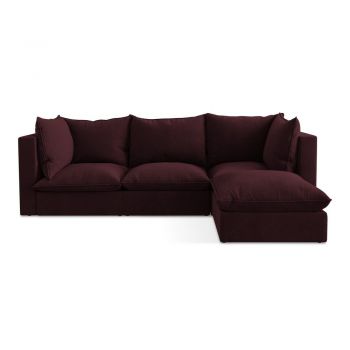 Colțar burgundy (cu colț pe partea dreaptă/cu șezlong) Manao – Makamii