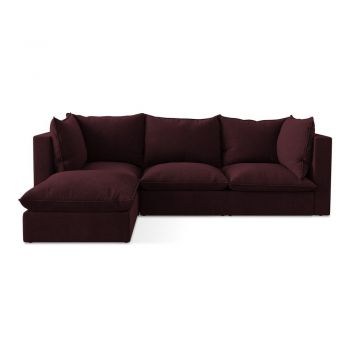 Colțar burgundy (cu colț pe partea stângă/cu șezlong) Manao – Makamii