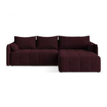 Colțar burgundy extensibil/cu spațiu de depozitare (cu colț pe partea dreaptă/cu șezlong) Moku – Makamii