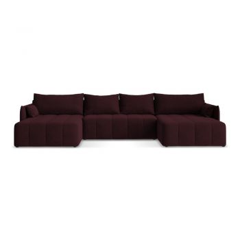 Colțar burgundy extensibil/cu spațiu de depozitare (în formă de 