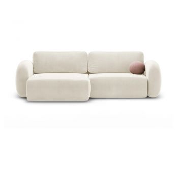 Colțar crem extensibil/cu spațiu de depozitare cu tapițerie din catifea Tonale – Cosmopolitan Design