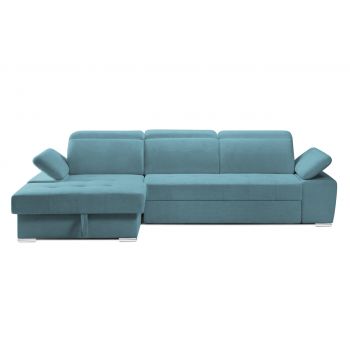 Colțar Extensibil TRENDY, cu ladă de depozitare, cu tetiere reglabile, variante stânga/dreapta 295x170x105 cm