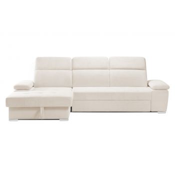 Colțar Extensibil TRENDY, cu ladă de depozitare, cu tetiere reglabile, variante stânga/dreapta 295x170x105 cm