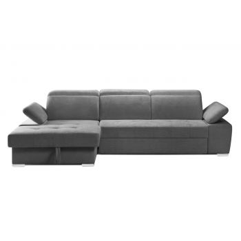 Colțar Extensibil TRENDY, cu ladă de depozitare, cu tetiere reglabile, variante stânga/dreapta 295x170x105 cm
