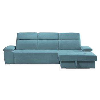 Colțar Extensibil TRENDY, cu ladă de depozitare, cu tetiere reglabile, variante stânga/dreapta 295x170x105 cm