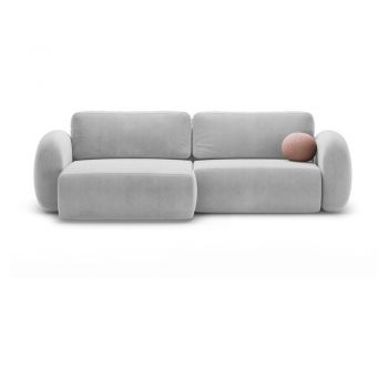 Colțar gri deschis extensibil/cu spațiu de depozitare cu tapițerie din catifea Tonale – Cosmopolitan Design