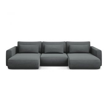 Colțar gri închis extensibil/cu spațiu de depozitare (în formă de 