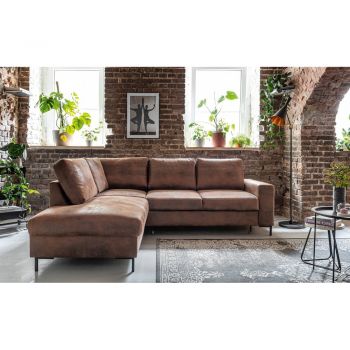 Colțar maro extensibil cu tapițerie din imitație de piele (cu colț pe partea stângă ) Lofty Lilly – Miuform