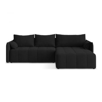 Colțar negru extensibil/cu spațiu de depozitare (cu colț pe partea dreaptă/cu șezlong) Moku – Makamii