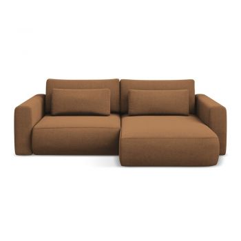 Colțar teracotă extensibil/cu spațiu de depozitare (cu colț pe partea dreaptă/cu șezlong) Kapua – Makamii