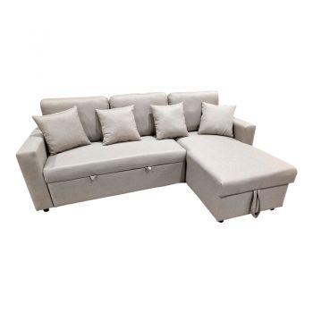 Coltar canapea pat cu depozitare si reversibil, din material Gri Sorno pakoworld, 224x146x90cm 84x224