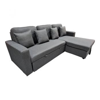 Coltar canapea pat cu depozitare si reversibil, din material Gri Sorno pakoworld, 224x146x90cm 84x224