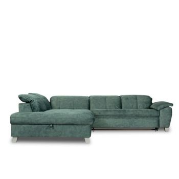 Coltar Cu Otoman Mare Sevilia Lux, Stanga, Cu Lada, 5 Locuri, Verde Petrol, 300 x 234 Cm