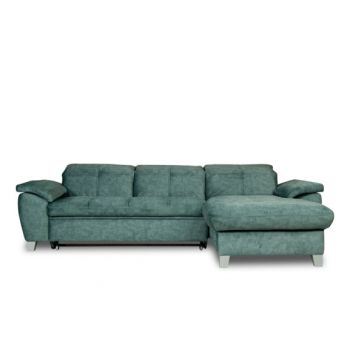 Coltar Extensibil Cu Insula Dreapta Sevilia Lux, 5 Locuri, Tetiere Reglabile, Verde Petrol, 272 Cm