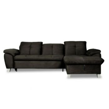 Coltar Extensibil Cu Insula Dreapta Sevilia Lux, Lada Depozitare, 5 Locuri, Tetiere Reglabile, Negru 272 Cm
