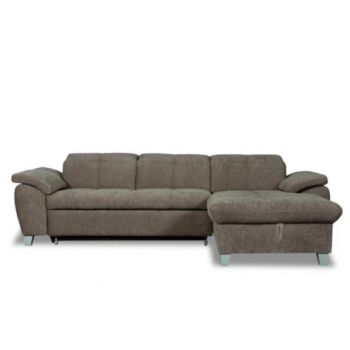 Coltar Extensibil Cu Insula Dreapta Sevilia Lux, Lada Depozitare, 5 Locuri, Tetiere Reglabile, Storm 18, Maro Mocca, 272 Cm