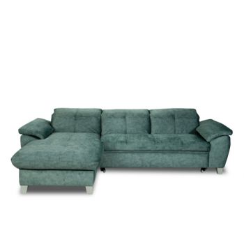Coltar Extensibil Cu Insula Stanga Sevilia Lux, 5 Locuri, Tetiere Reglabile, Verde Petrol, 272 Cm